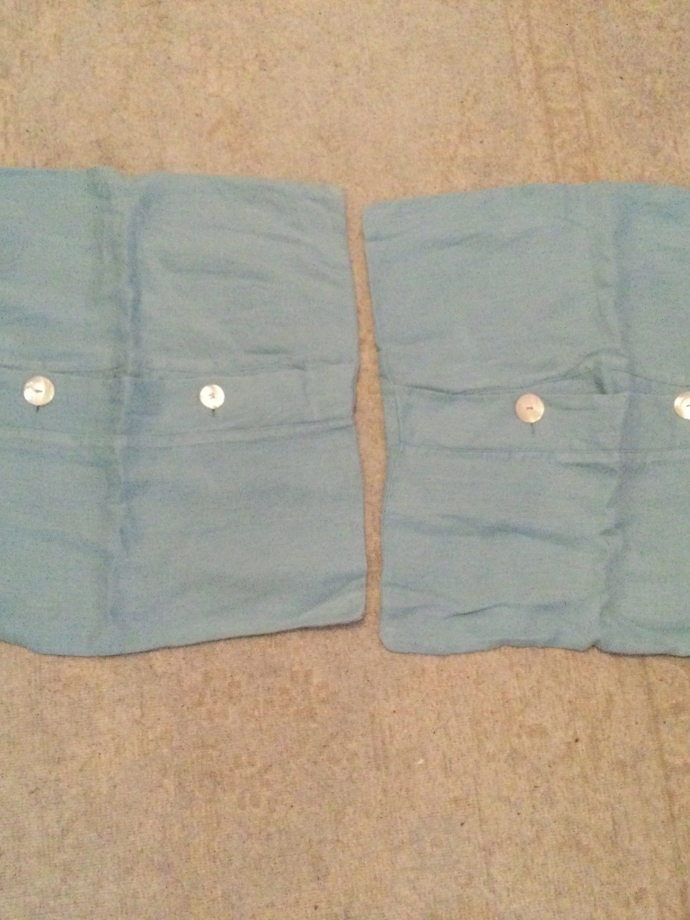 2 Pottery Barn Blue Linen Pillow Covers preowned 18” square